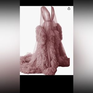 Tulle baby shower long robe maternity dress size medium blush pink